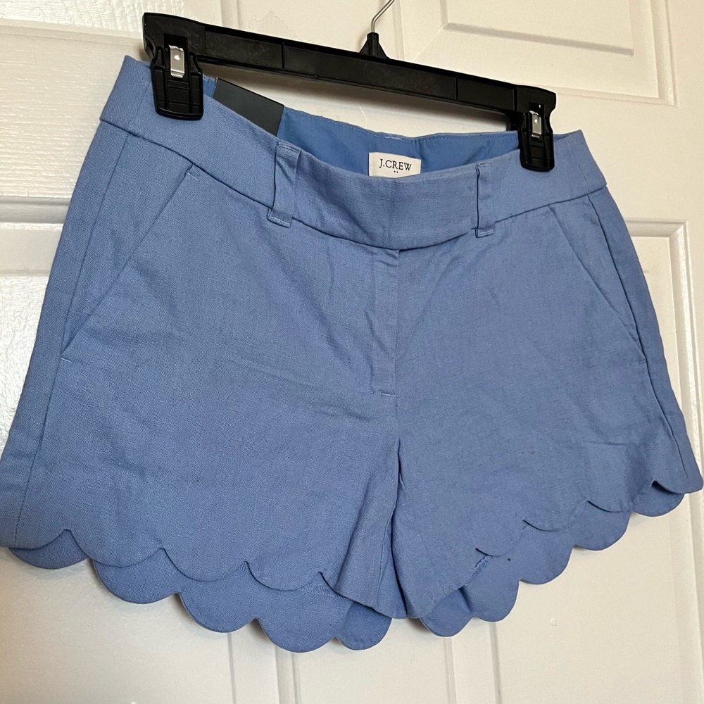 J. Crew 4” Short 00 Light Blue with scalloped edges